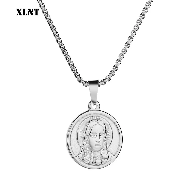 XLNT Gold Silver Jesus Coin Penddant Necklace For Men/Women Stainless Steel Hip Hop Jewelry | Украшения и аксессуары