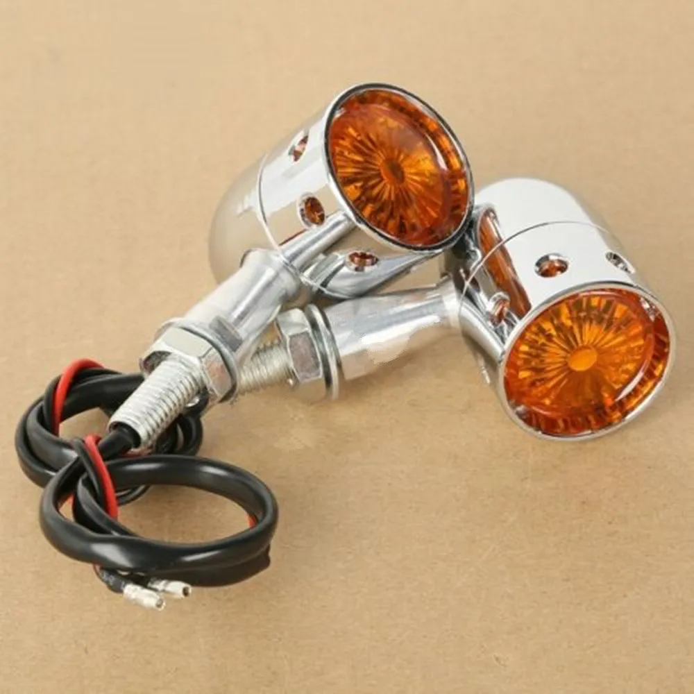 

2 pcs Latest Aluminum Drilled Amber Indicators Turn Signals For Harley Choppers