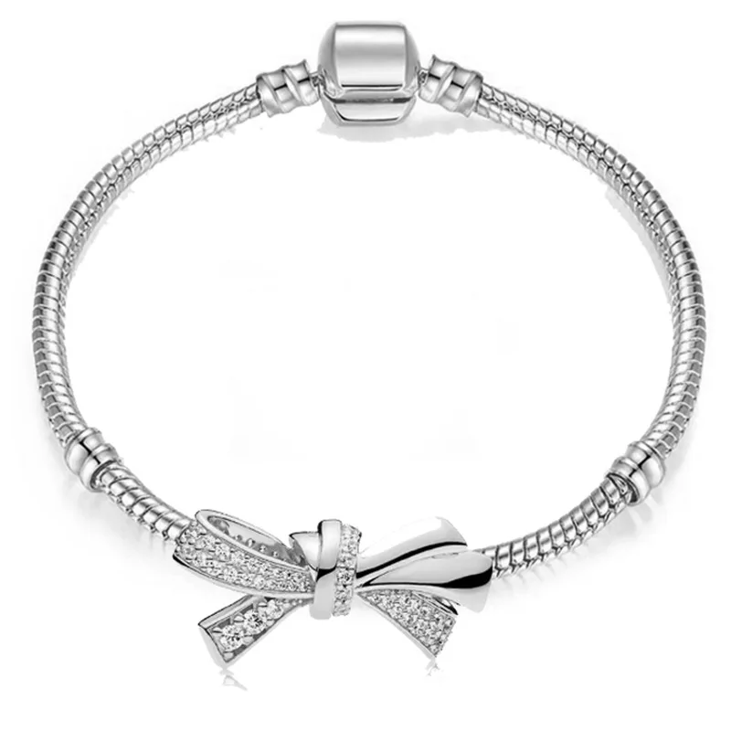 Шарм-браслет с розочкой и бантом оригинальный европейский браслет аксессуары