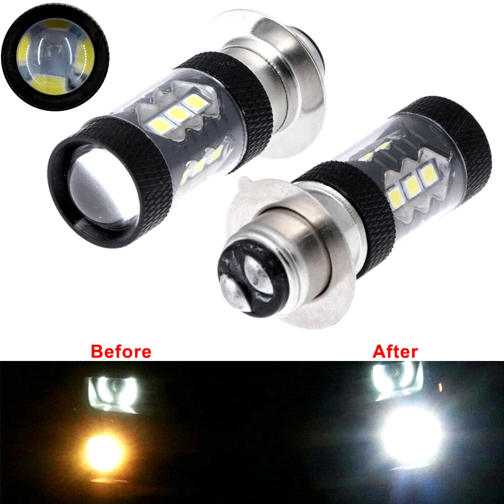 

2PCS H6 3030 80W p15d LED Motorcycle Headlight Bulb Motorcycle Modified Headlight Fog Light Black Cover Motorcycle Accessories