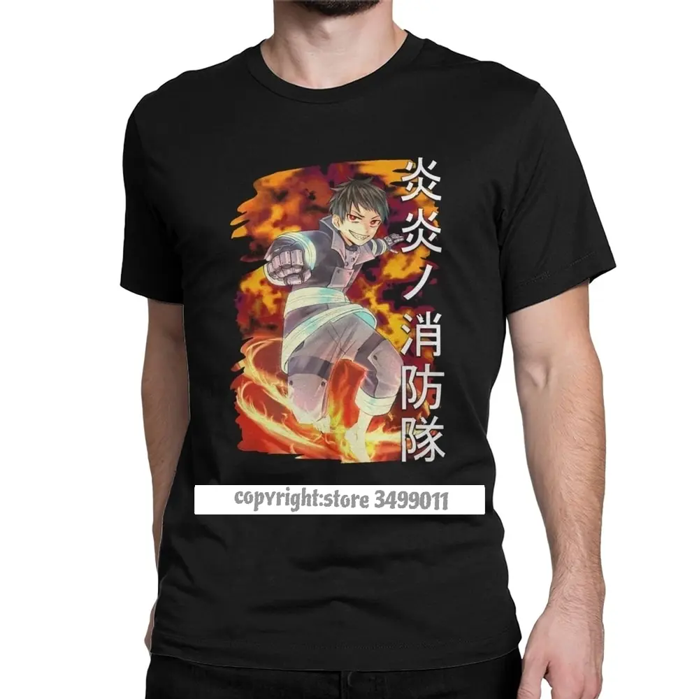 

Men's Shinra Fire Force Tshirt Firefighter Hero Anime Pure Cotton Clothes Hipster Tees Tee Shirts