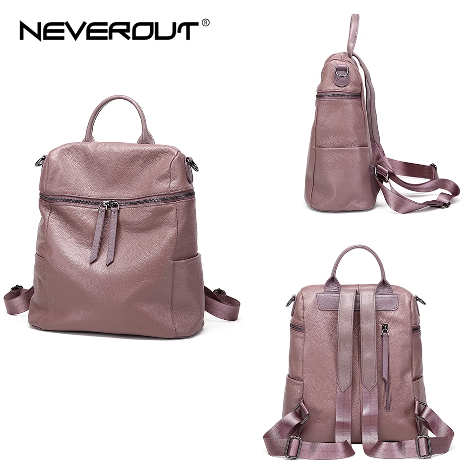 Рюкзак NEVEROUT из натуральной кожи на молнии 3 цвета|Женские рюкзаки| |