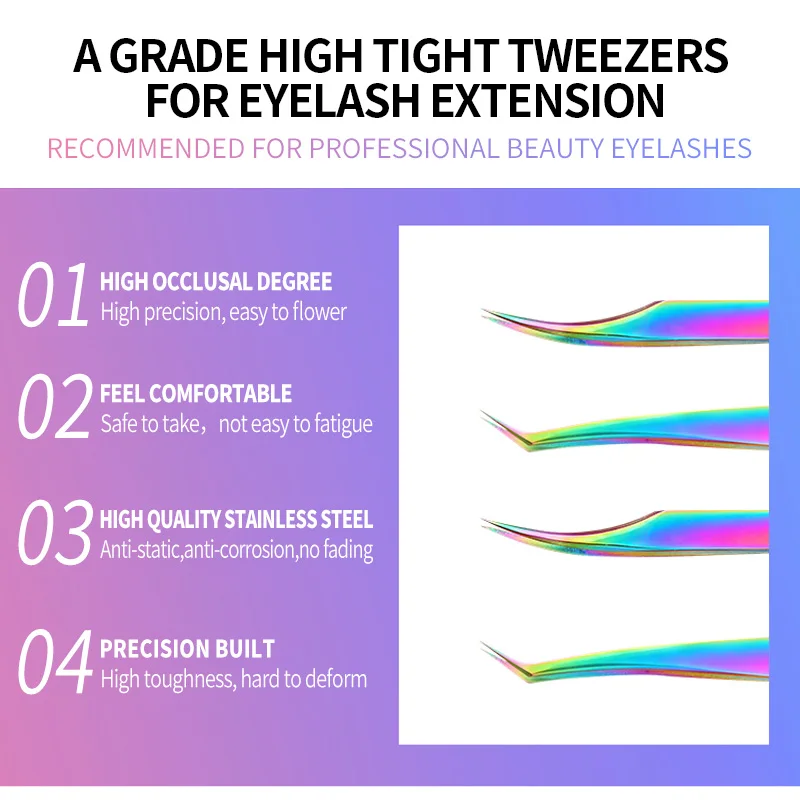 Blueyes пачка цветов радуги для Twezzers цвета нержавеющей стали Пинцет Набор прививки