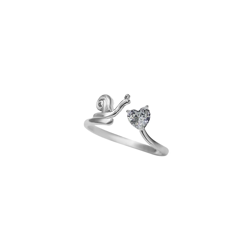 

Original Cute Silver Small Snail Rings 925 Handmade Heart Adjustable Size Finger Rings For Women Female Girl Gift Jewelry