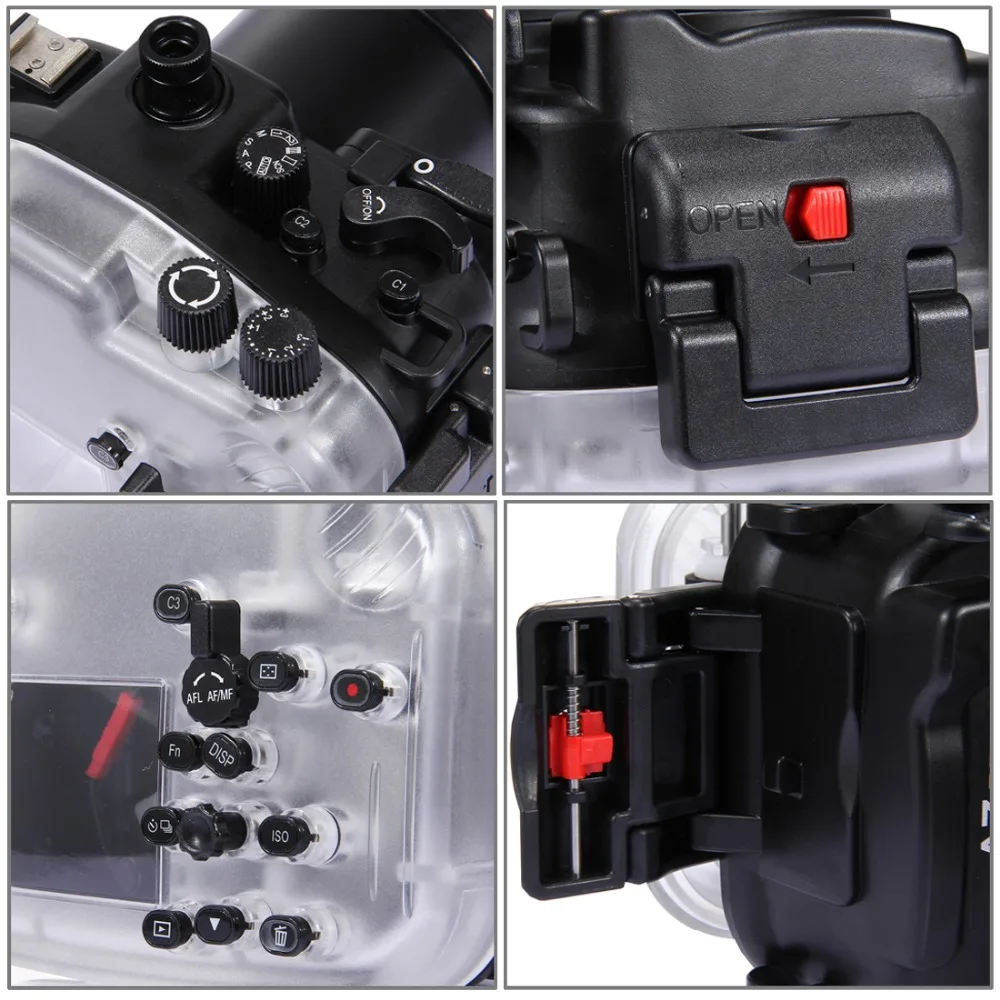 للبيع بولوز PU7004 40 متر 1560 بوصة 130ft عمق تحت الماء السباحة الغوص حالة كاميرا مقاومة للماء الإسكان لسوني A7 II A7R II