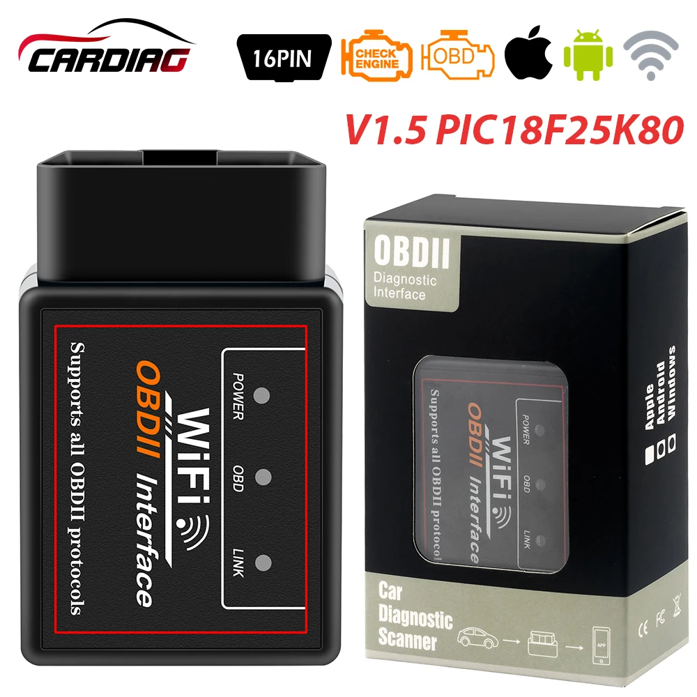 Super Mini ELM327 V1.5 WIFI OBD2 автомобильный диагностический инструмент ELM 327 работает на