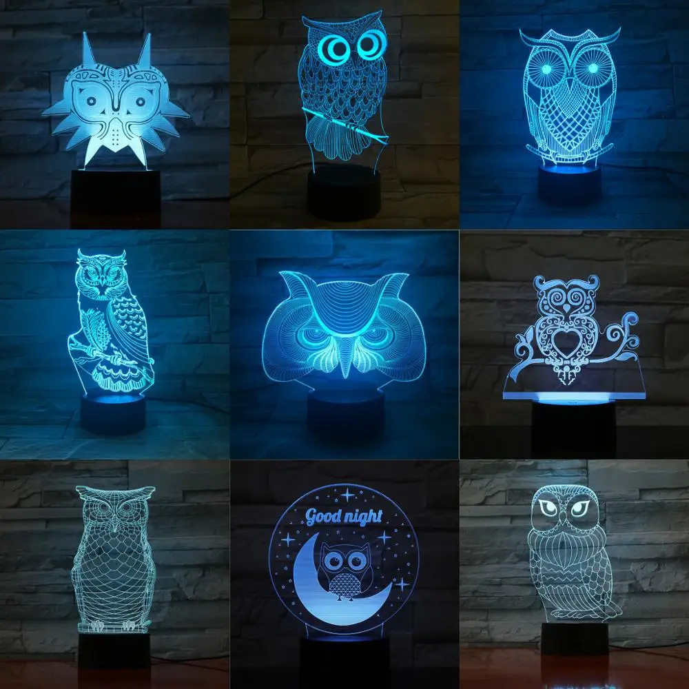 

3D LED USB Owl Touch Remote Sleeping Animal Lamp Multicolor Night Light Home Deocration Luminaria Children Birthday Holiday Gift