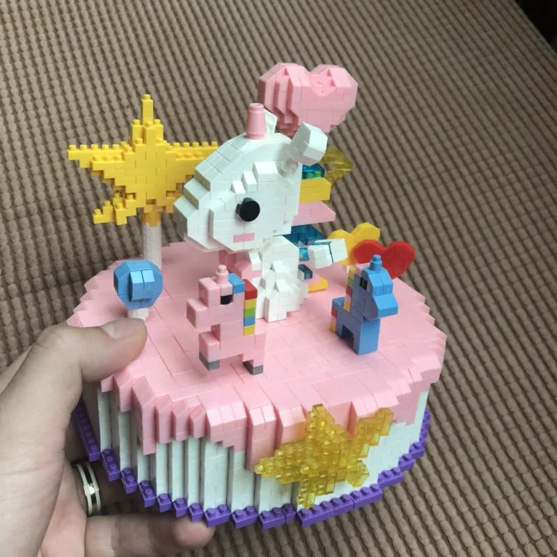Hsanhe 8624 лошадь свадьба торт Сердце Звезда 3D модель 1910 шт. DIY Мини Алмазные блоки