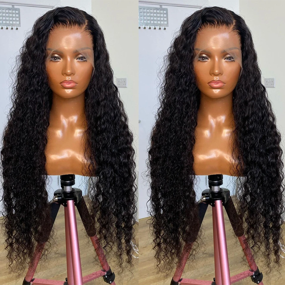 

30 Inch Deep Wave Frontal Wig 13x4 HD Lace Frontal Wig Pre Plucked Virgin Brazilian Deep Curly Lace Front Human Hair Wigs