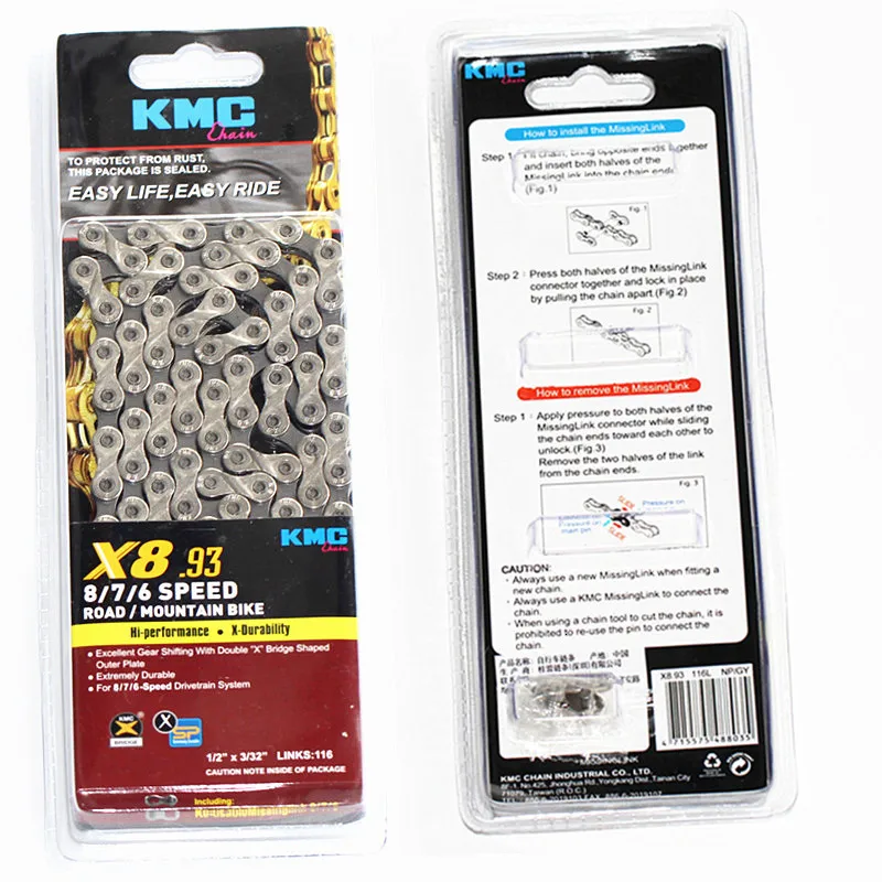 Kmc цепь x8 x9 x10 x10sl x11 x11sl Золотая Серебряная цепь mtb дорожный велосипед для shimano цепь 8 9 10 11 скорость 116л цепь велосипед