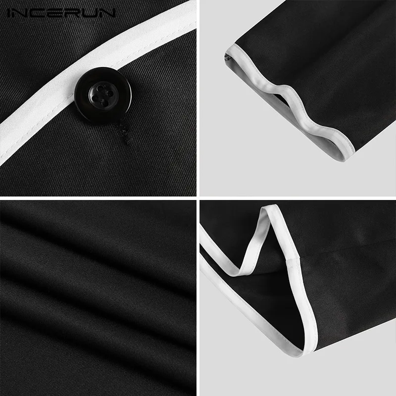 

INCERUN Fashion Men Blazers Korean Style Long Sleeve Lapel Suit Man Patchwork Pockets Coats Casual Thin Button Blazer Plus Size