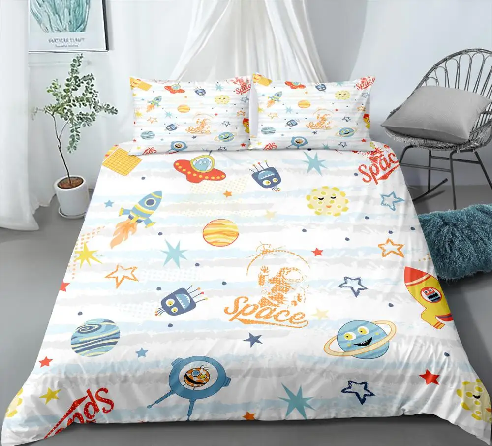 Детский комплект постельного белья с мультяшным изображением вселенной