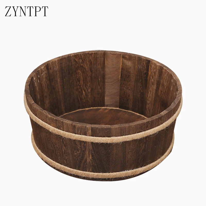 Wool Barrel Photo Shoot Baskets For Newborn Photography Props Wooden Box Baby Photoshoot Stuffer Basket Fotografia Accessories