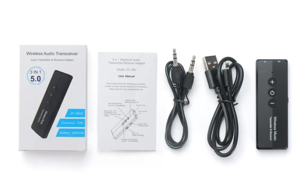 ZF-360 3 в 1 беспроводной Bluetooth V5.0 аудио адаптер + EDR USB передатчик приемник для