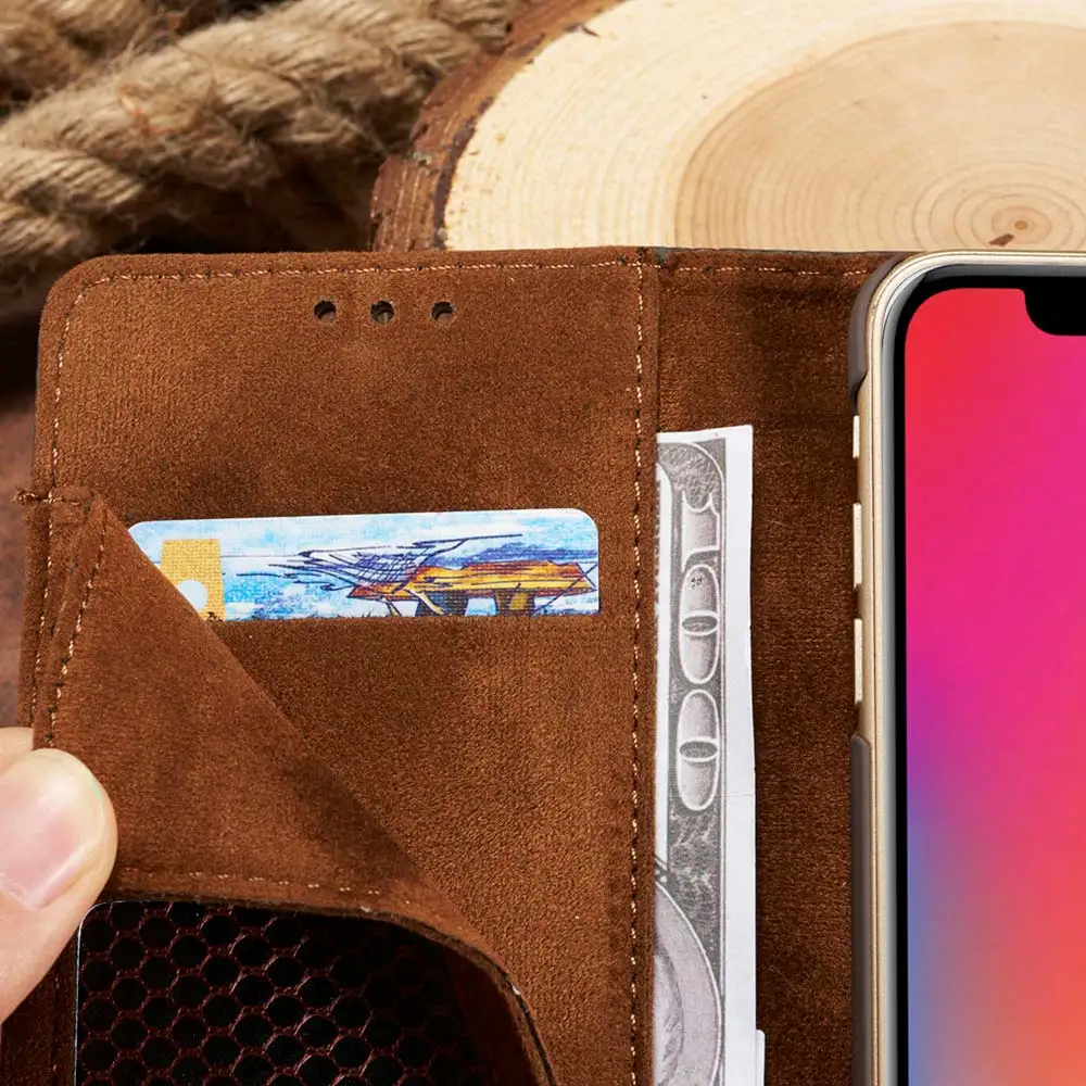 Чехол-бумажник из искусственной кожи с отверстиями для карт Samsung S8/S9/S10 Plus S10E Note 8 9