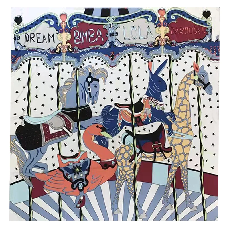 Женский шёлковый шарф в стиле ретро 130x130 см |