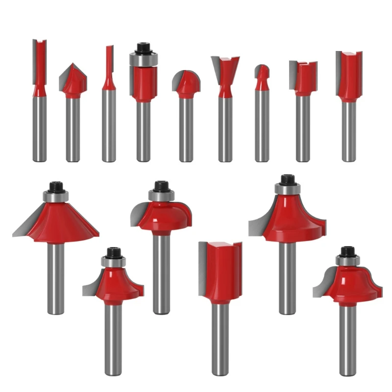 

15pcs 1/4 Inch Router Bit Set Trimming Straight Milling Cutter for Wood Cutting Woodworking Chamfering Modeling 85DA