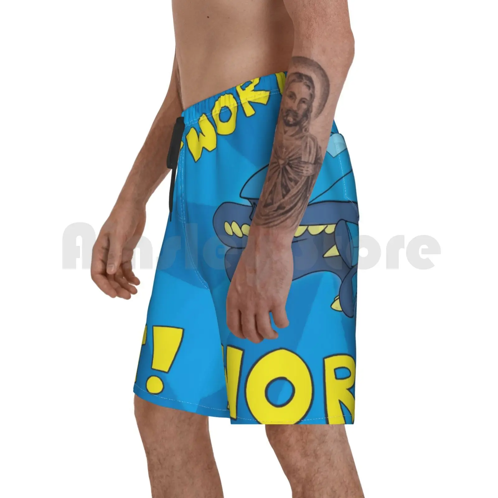 

Пляжные шорты Смеющийся Элитный смешной милый Sunburst синий желтый