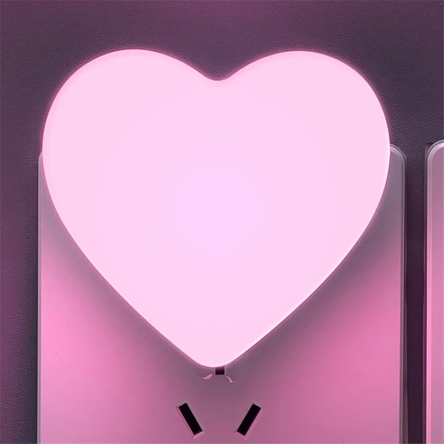 

EU US Plug-In Led Night Lamp Romantic Heart Novelty Light Indoor Emergency for Bedroom,Kitchen Pink/Yellow/White/Blue AC100-240V