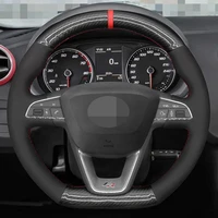 car steering wheel cover diy black carbon fiber suede for seat leon cupra leon st cupra leon st cupra ateca cupra ateca fr