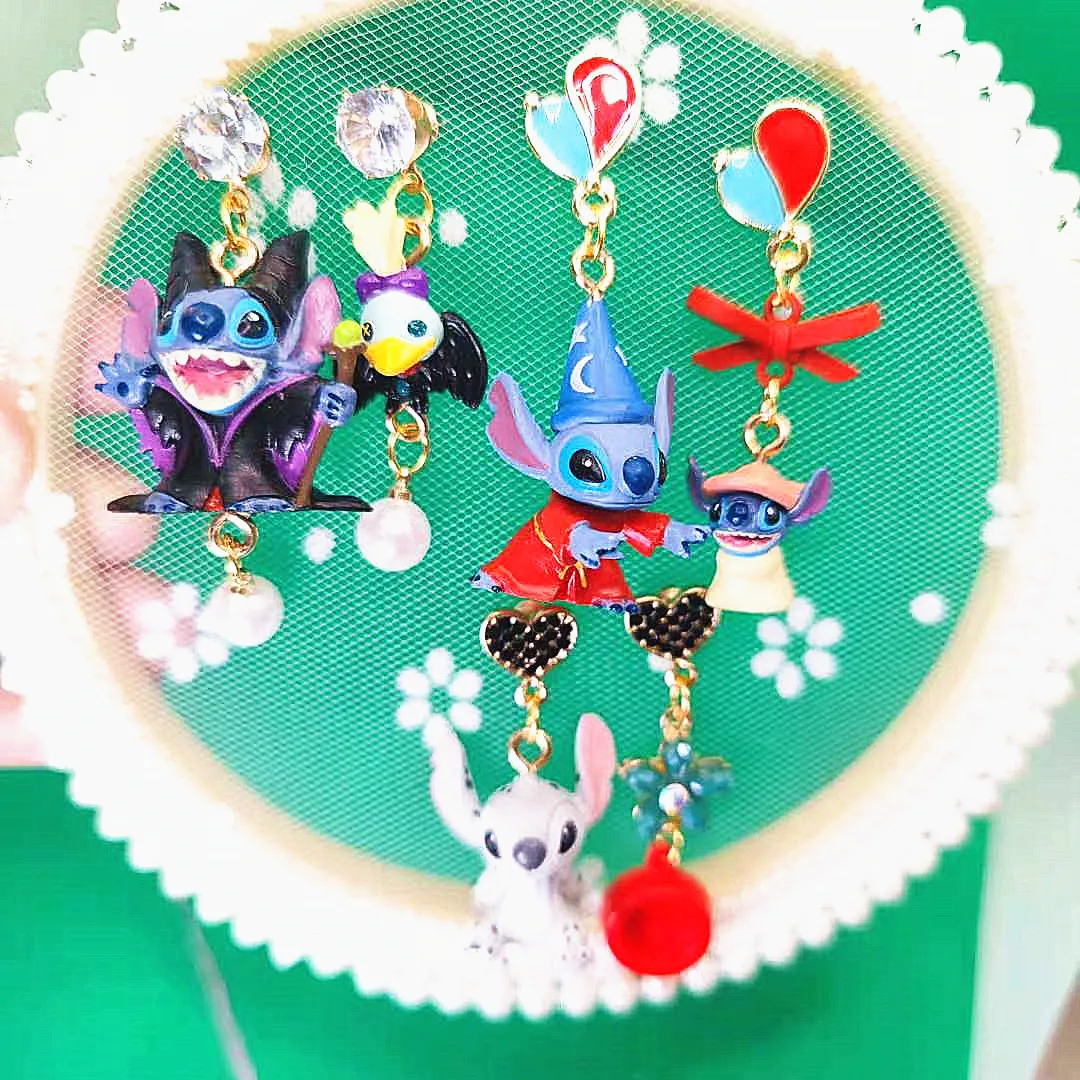 

Disney Anime Cute Lilo & Stitch Earrings Halloween Women Fashion Girls Resin Blue Stitch 925 Silver Needles Ear Drops