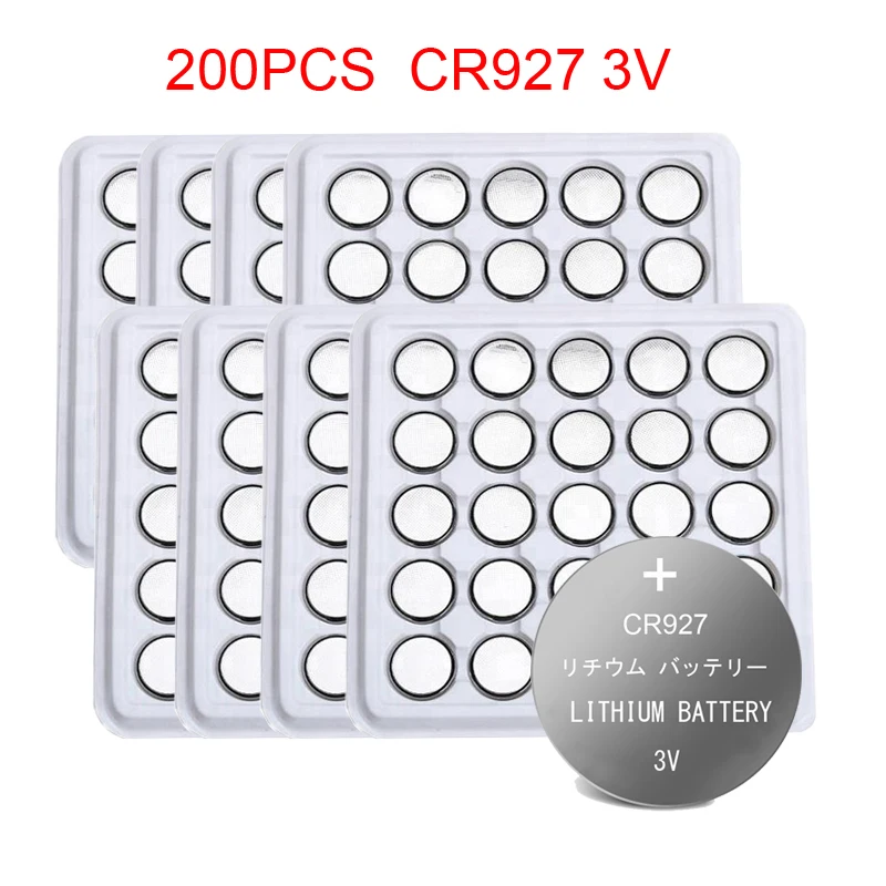 

200PCS CR927 Lithium Button Battery BR927 ECR927 LM927 5011LC KCL927 DL927 CR 927 CR927-1W Coin Cell Batteries For Watch 3V