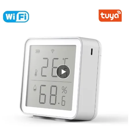 

Датчик температуры и влажности Tuya Smart Life с Wi-Fi, комнатный гигрометр, термометр с ЖК-дисплеем для Alexa Google Assistant