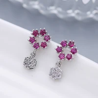 women earrings micro set zircon flower shape silver earrings fashion glamour banquet engagement earrings send girlfriend