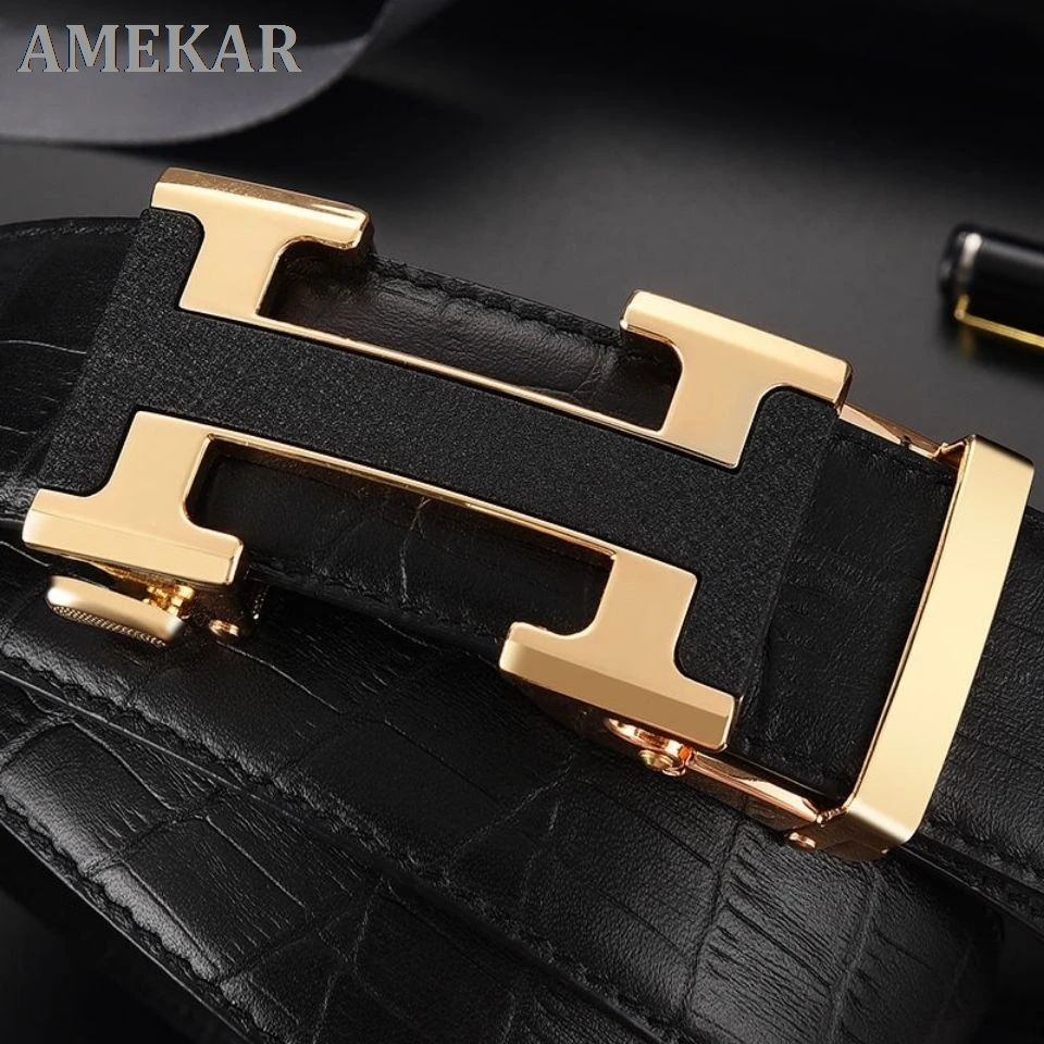 

Belt men's crocodile belly layer cowhide automatic buckle business leisure young people genuine H belt