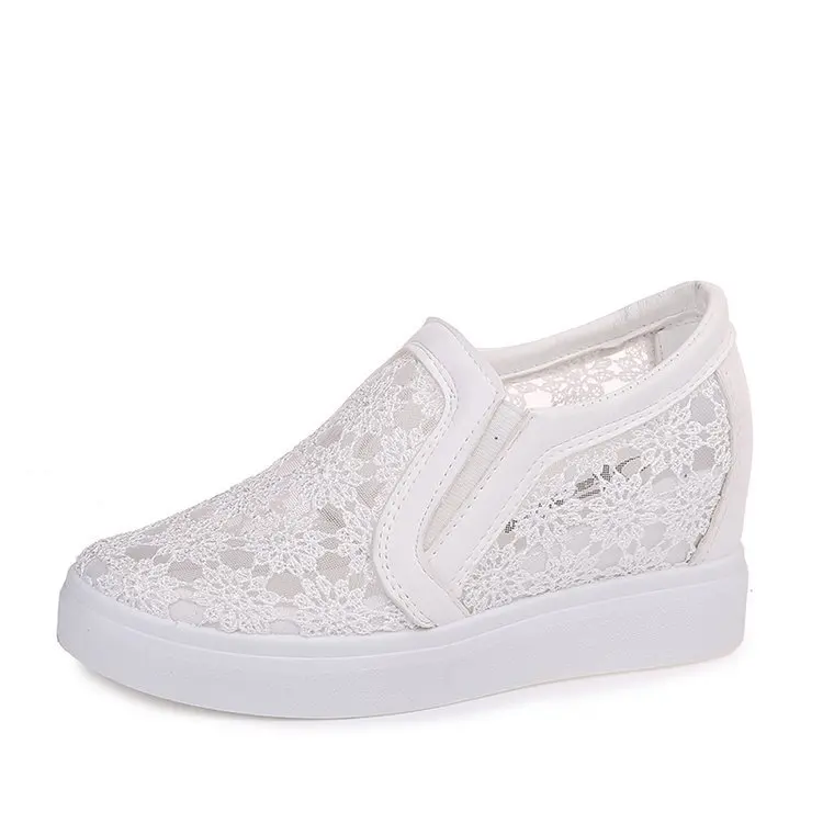 

Summer Mesh Breathable Single Shoes Elevator Women's Shoes All-match Loafers Non-Slip Platform Elevator Shoes Women