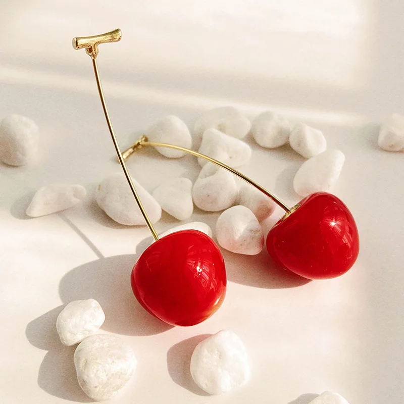 

Acrylic Fashion Geometric Fine Women Drop Earrings Contracted Sweet Cherry Modelling Long Earrings Simple Jewelry Accessories