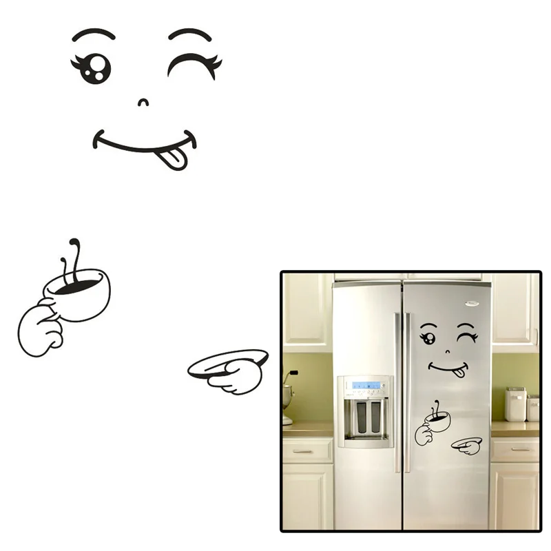 Креативная Милая наклейка на холодильник счастливое вкусное лицо кухонная