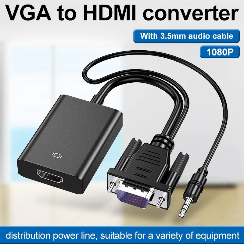 

Vga Para Adaptador HDMI 1080P de Saida Vga Macho Para HDMI Femea Cabo Conversor de Audio e Video Para HDTV Projetor Poratil