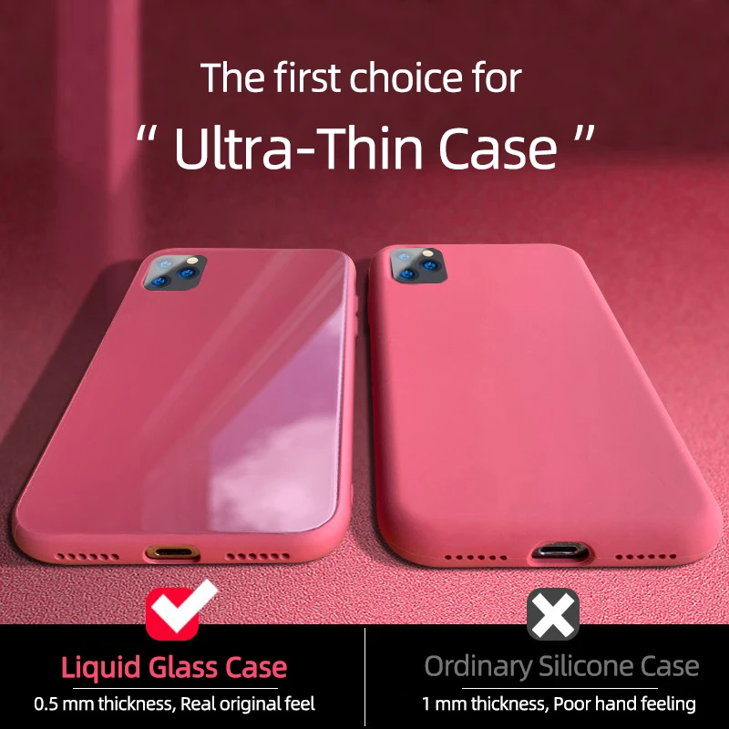 GKK Liquid Silicone Tempered Glass Case For iPhone 11 Pro Max Anti-knock Baby Skin Soft Frame Cover IPhone X XS MAX XR |