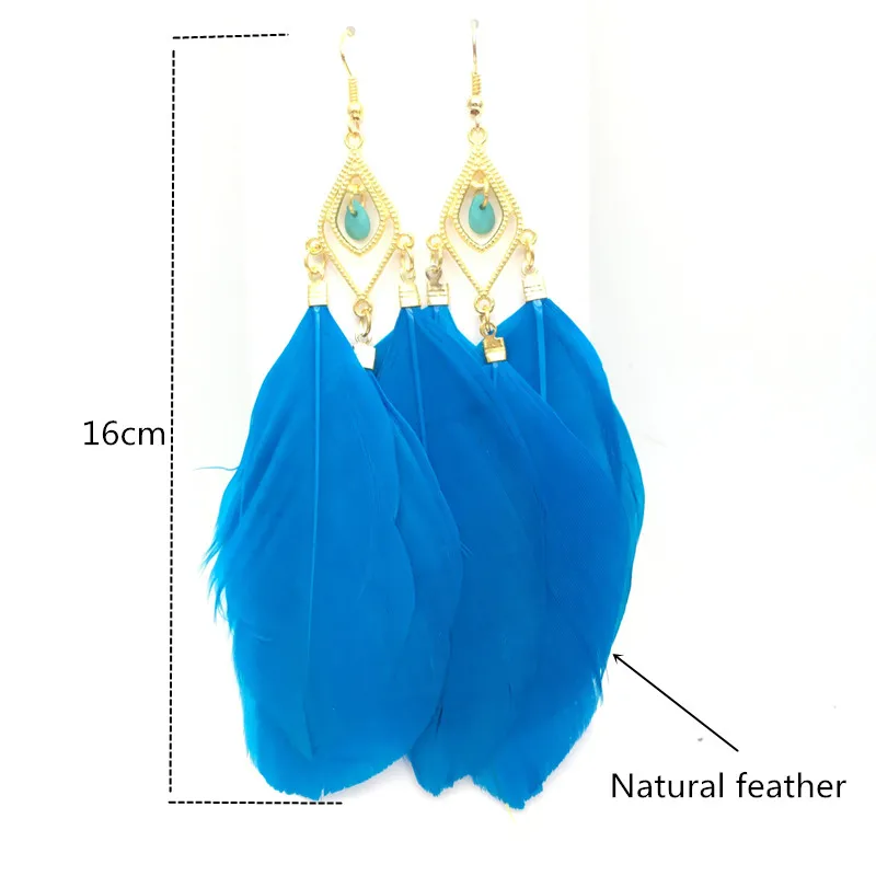 Ms Betti Vintage long feather earring for fahion women 2020 jewelry gift wholesale 6 pairs/lot | Dangle Earrings