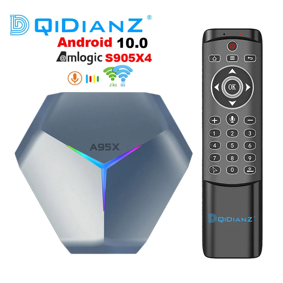 Новый A95X F4 Amlogic S905X4 RGB светильник ТВ коробка Android 10 0 2 Гб 16 4G 5G Wifi LAN BT 4 1