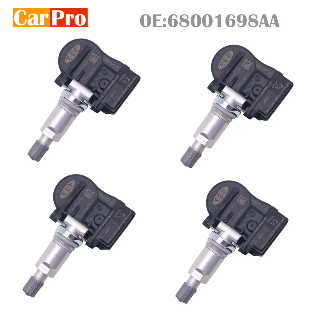 

4 Pieces Tire Pressure Sensor TPMS 68001698AA 68001698AB 56029527AA 68078768AA for Jeep Chrysler Dodge Volkswagen 433MHz