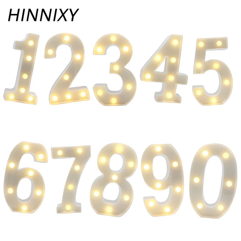 Hinnixy LED 3D Номер Украшение для вечеринки Ночная лампа 0 9 с арабскими цифрами