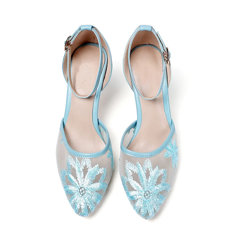 Женские сетчатые туфли Phoentin на каблуках 2020 пикантные Лоскутные кожаные высоком