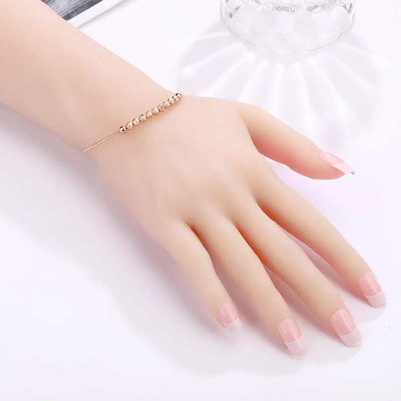 Женский металлический браслет MAIKALE регулируемый золотистого цвета с бусинами