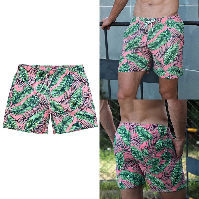 

Men's Holiday Printed Big Pants Beach Sports Loose Shorts Green
