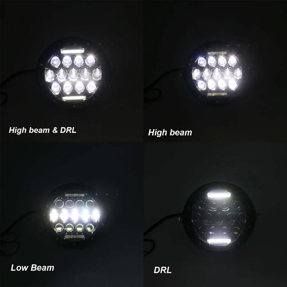 7 Inch Motorcycle LED Headlight Universal Motor 7&quot Round Head Lamp Retro Black Headlamp for Cafe Racer Bobber Honda GS125 CG125 |