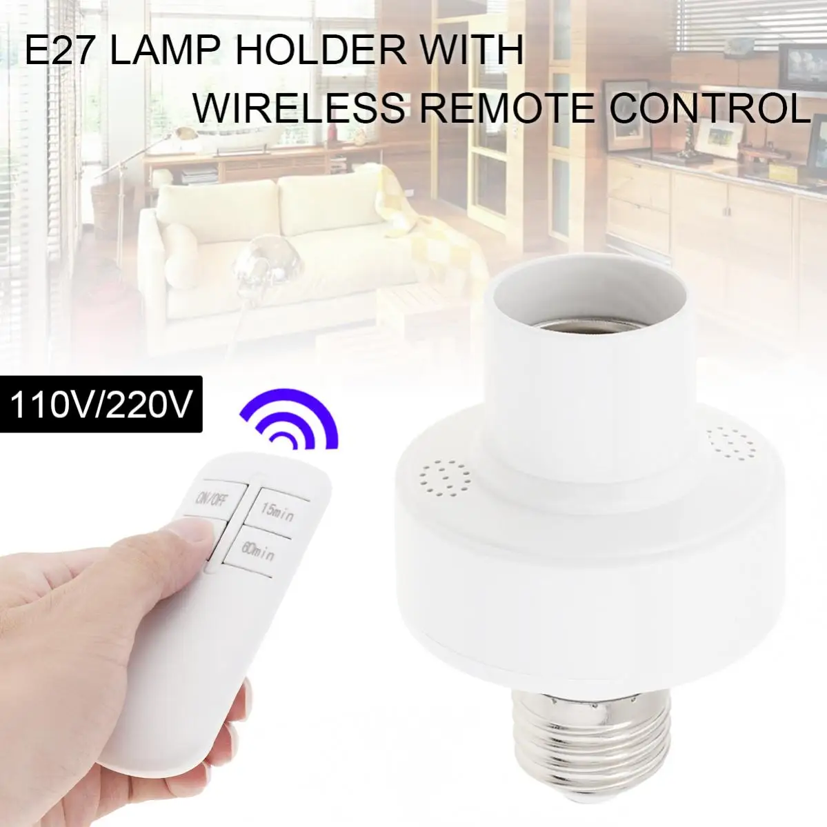 

Wireless Remote Control Lamp Holder E27 Dimmable Timer LED Bulb Night Lighting Base 110V/220V