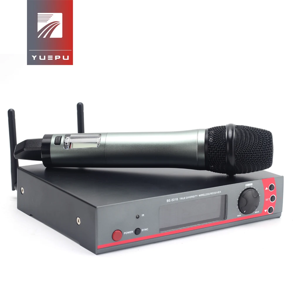 YUEPU UHF True Diversity ручной микрофон для караоке Беспроводная профессиональная система 1 канал частота регулируемая для сцены церкви