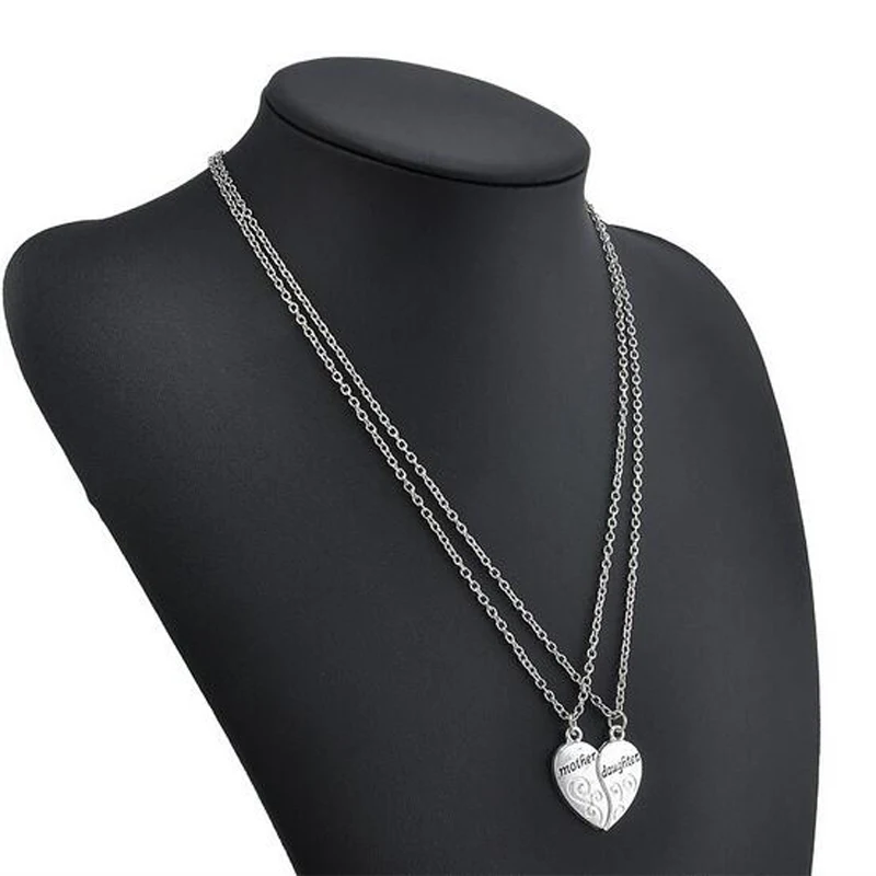 1 пара кулон в виде сердца две части Серебряное модное Очаровательное ожерелье с