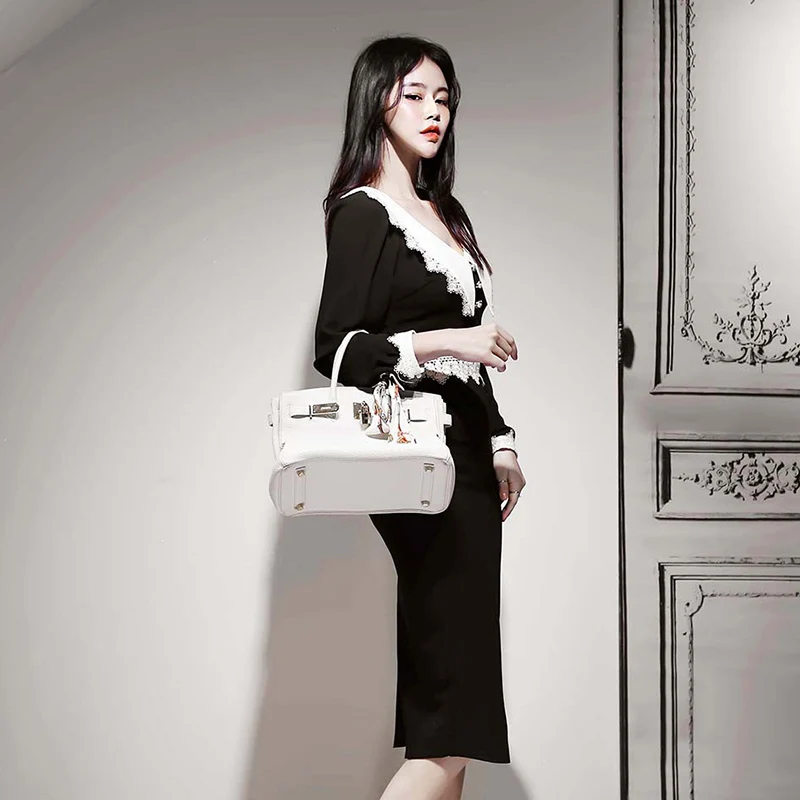 Модное платье для женщин сезон весна лето платья повседневное офисное черное