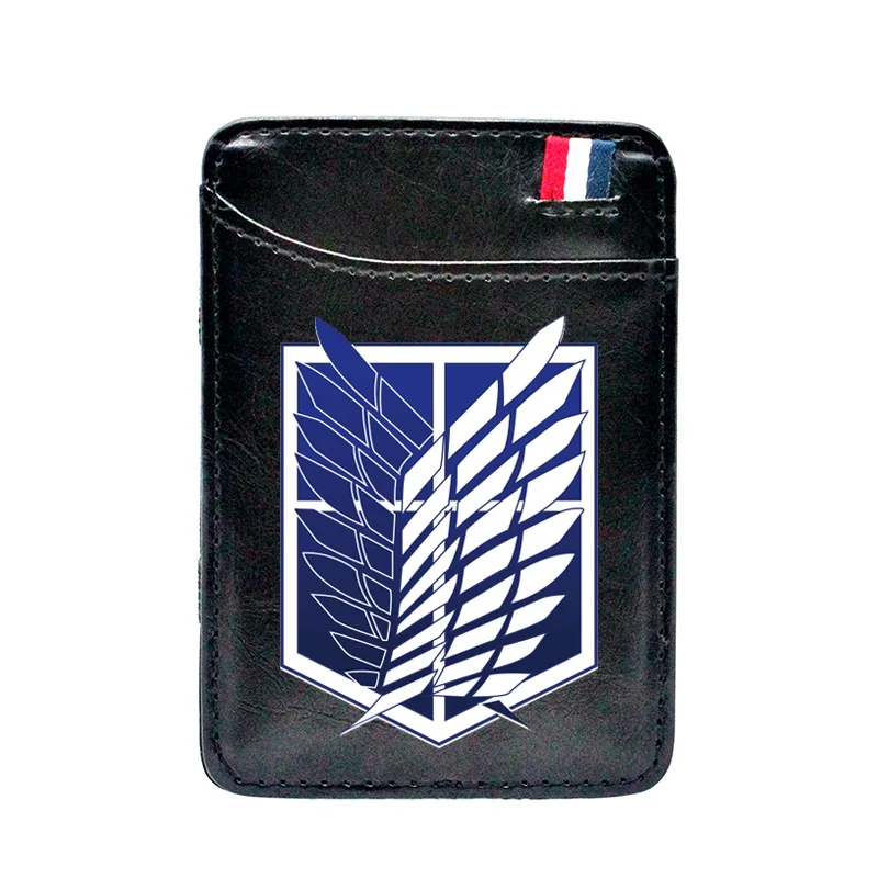 

Personality Attack on Titan Leather Printing Magic Card Holder Men Wallet Women Thin Purse