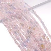 natural beryl morganite colorful 3mm faceted round beads without treatment charm jewelry making bead diy women bracelet necklace