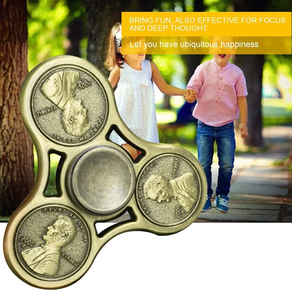 Цинковый сплав палец антистресс с подшипником треугольная монета вращающийся