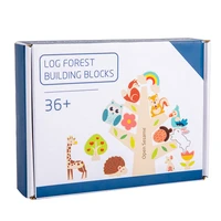 log forest building block 14pcs mini wood table toy threading rope and balance game baby educational montessori wooden toys gift